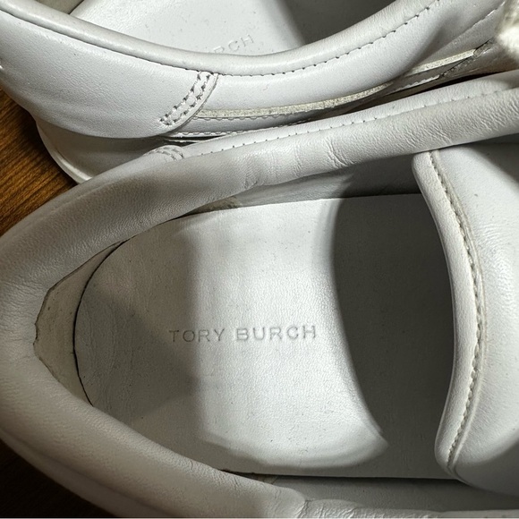 TORY BURCH HANK COURT LEATHER SNEAKER SHOES LACE UP WHITE SIZE 10 - Picture 3 of 10